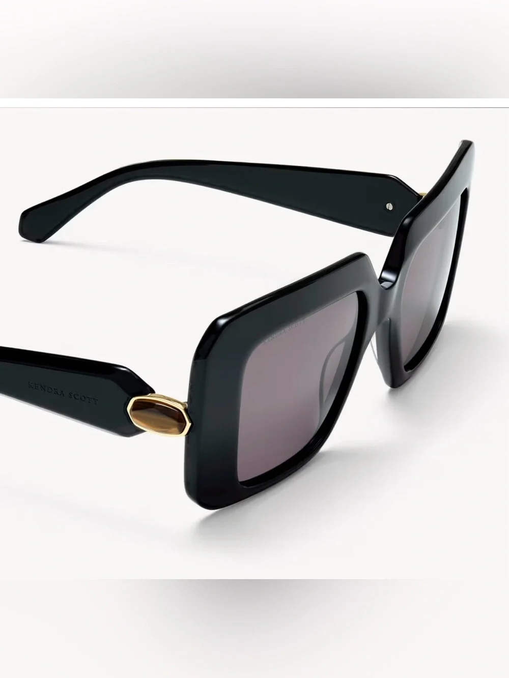 Kendra Scott Black Oversized Square Sunglasses with Pink Lenses